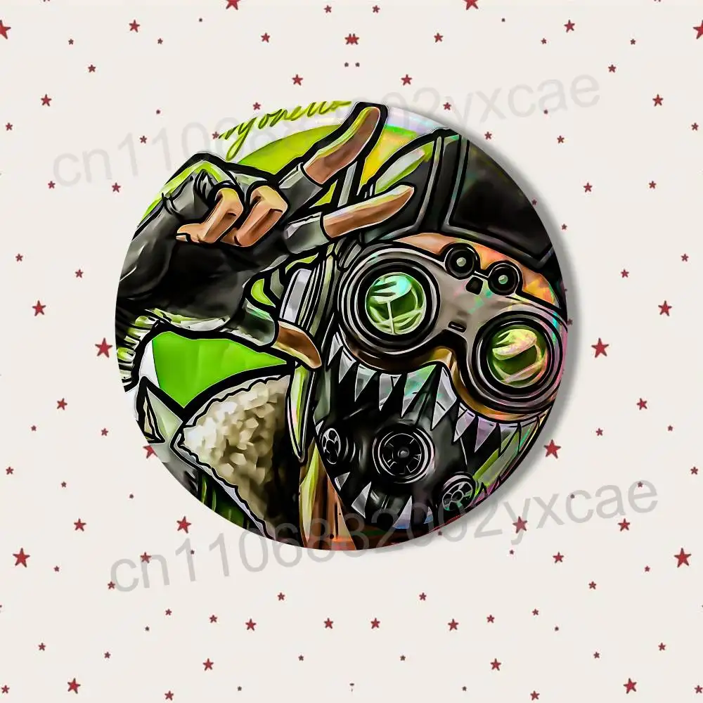 Фото Металлические значки-броши Octane из игры Apex Legends, 58 мм и 44 мм, круглые, с креативными принтами и текстом, украшения №4