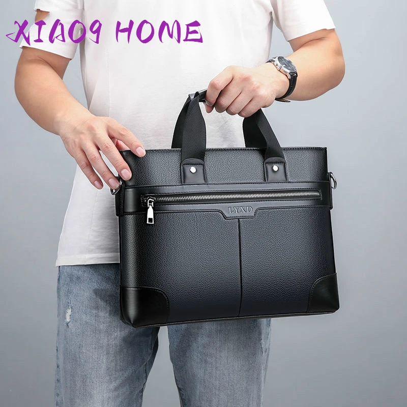 

Men's PU Leather One Shoulder Fashion Business Handbag 2022 New Year Hot Sale Black Brown Leather Document Laptop Briefcase Bags