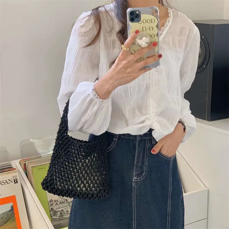 Women's Bag 2022 Bucket Bag Mesh Handheld BAG WRIST Hollow Mesh Handheld Bag Women's Bag