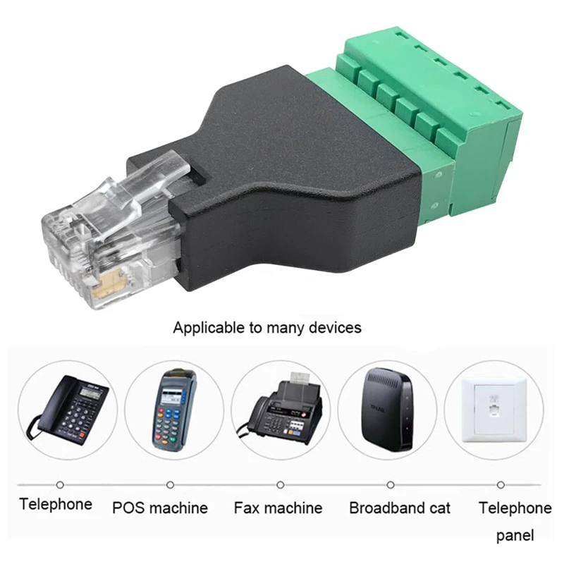 5 шт. переходник RJ12 папа на 6-контактный винтовой клеммный блок для удлинителя