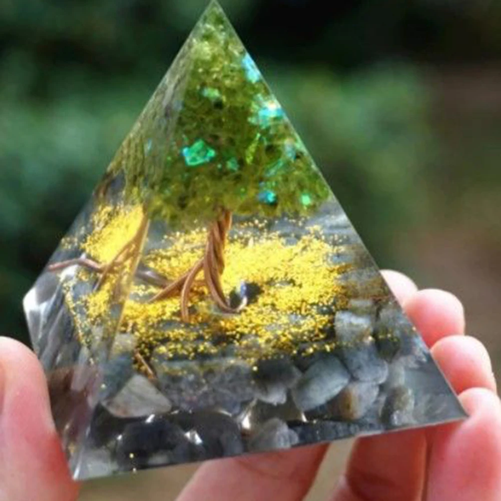 

Crystals Stone Orgone Pyramid Energy Generator Natural Amethyst Peridot Reiki Chakra Meditation Tool Room Decor Christmas Gift