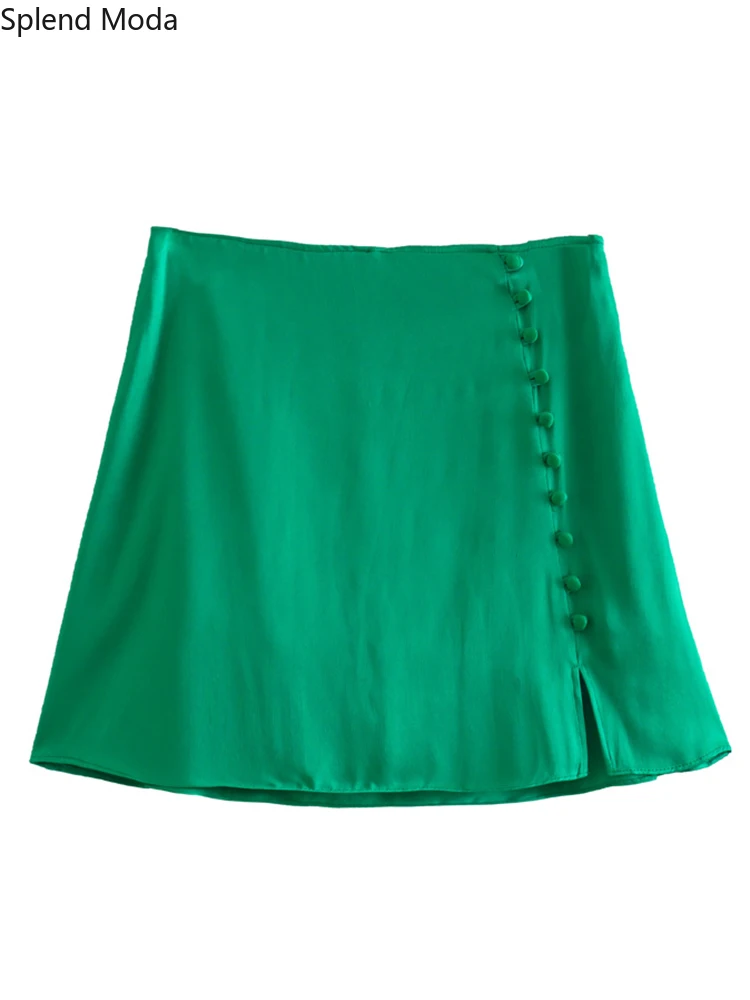 

2022 ZA Summer Fashion Young Style Zipper Short Skirt Women Casual Chic A Line High Waist Split Mini Skirts Female Faldas