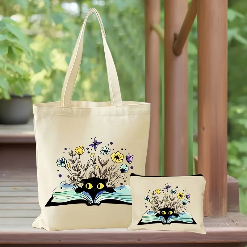 Kowana Płócienna Сумка С Принтом Kota 2шт Z Doplaszan Kosmetyczka Универсальная Большая Do Szkolna Przepisy I