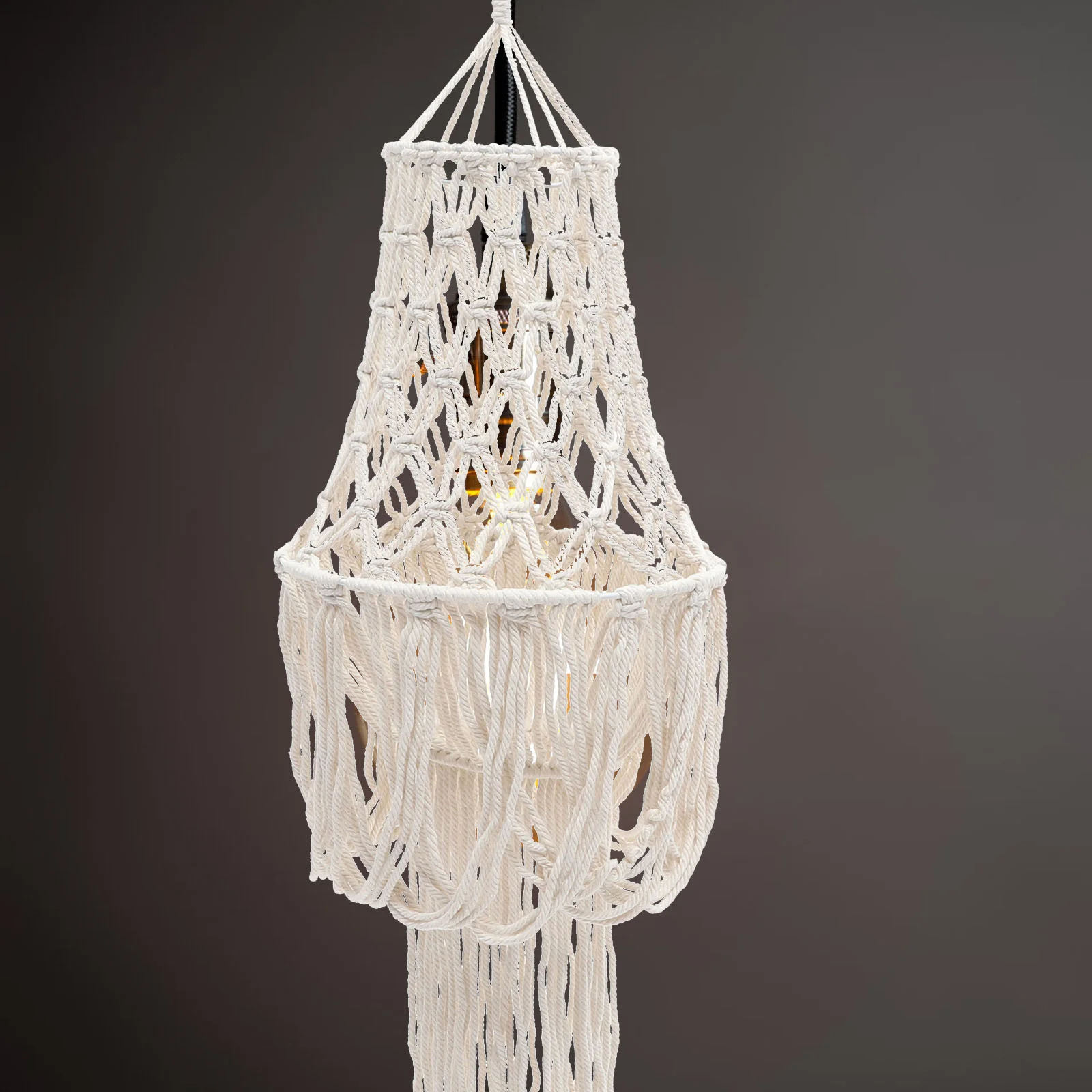 

Fringed Cotton Rope Lampshade Bohemian Shades Hanging Ceiling Light Covers Macrame Pendant Indoor Decorate