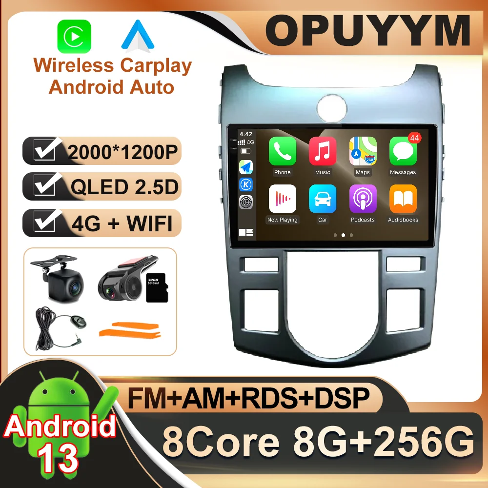 

9 Inch Android 13 For KIA Cerato Forte AT 2008 - 2013 Car Radio Video AHD Multimedia BT Stereo RDS QLED ADAS No 2din WIFI DSP