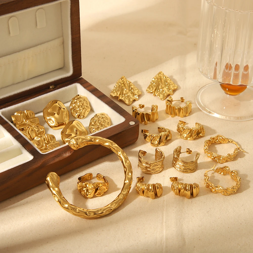 Винтажные металлические стильные позолоченные водонепроницаемые серьги из