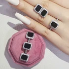 Комплект ювелирных изделий для невесты, серебристого цвета, обручальное кольцо с ореолом, круглые серьги-гвоздики для свадьбы, рождественский подарок, искусственное кольцо, 2 шт. в упаковке