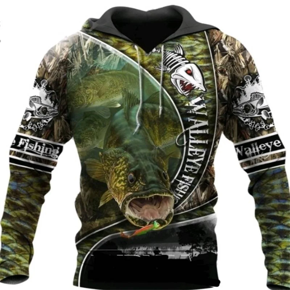 

Angler Print Sweater Men's Hoodie Loose Designer Hooded Spring and Autumn Oversized Harajuku Clothes Long Sleeve Pullover Shirt