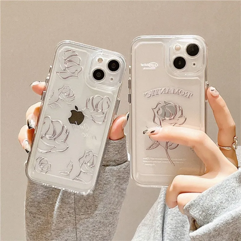 

Rose Flower Phone Case Suitable For iPhone 14, 13, 12, 11 Pro Max XS, Max X XR, 8, 7 Plus Women's Mini Premium Drop Proof