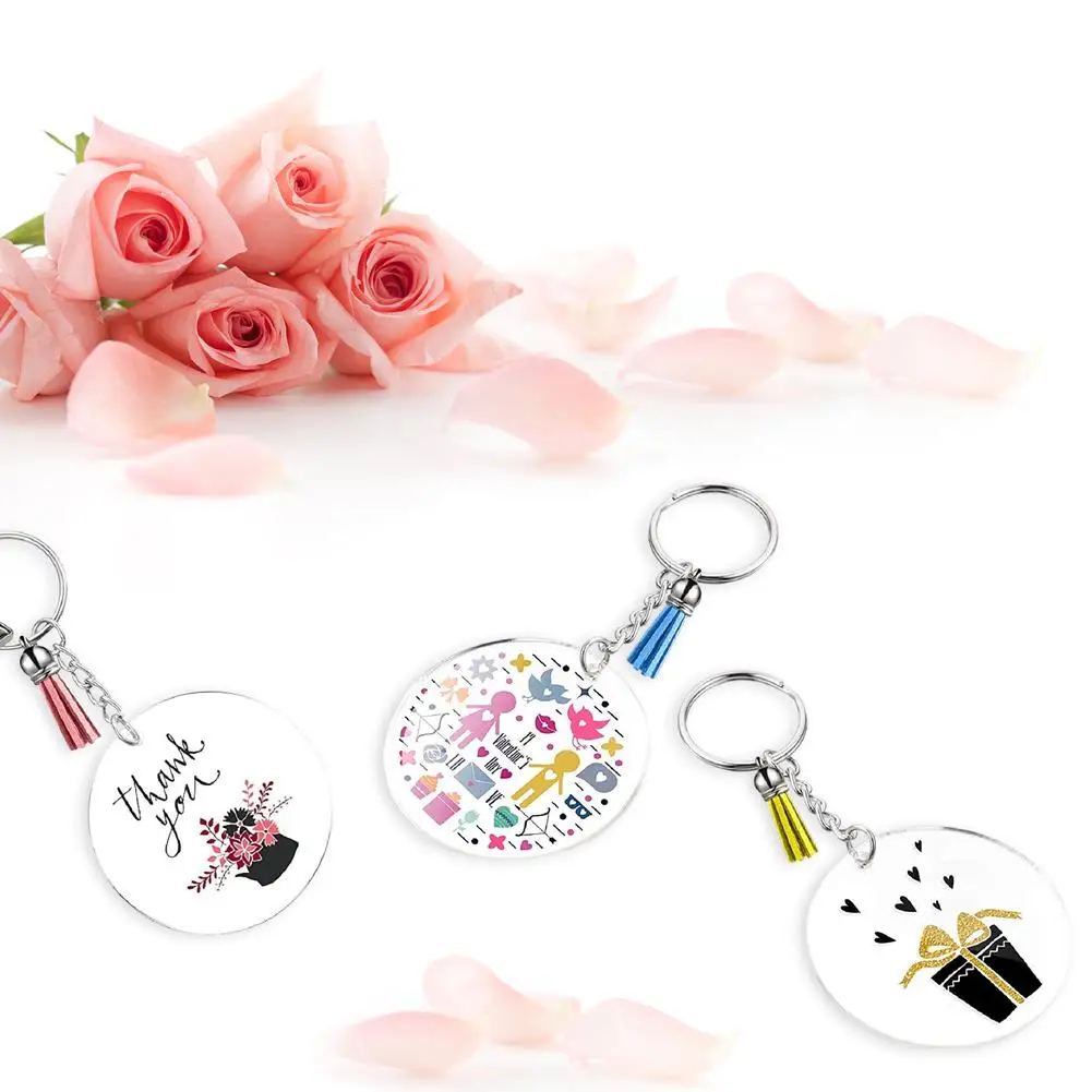 

NEW 36pcs Sublimation Blanks Set With Key Rings Tassels Heat Transfer Blanks Key Pendant For Diy Keychain Craft