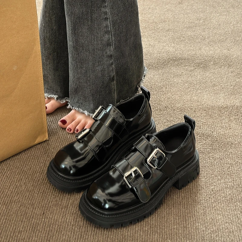 

Женские туфли 2023, оксфорды, клоги, платформа, круглый носок, искусственный мех, повседневные женские кроссовки, Новые Кожаные криперы