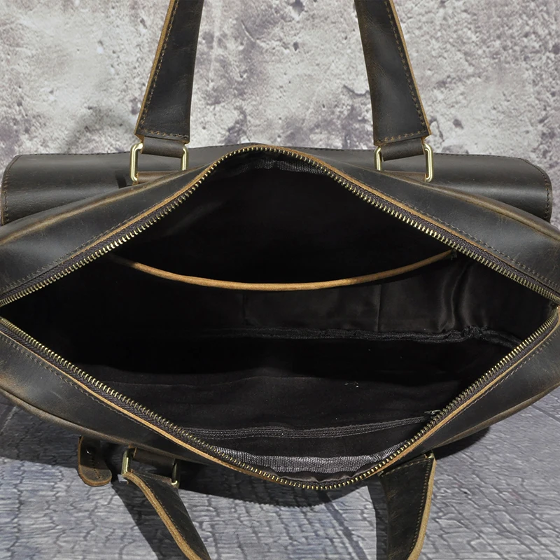 Crazy Horse Leather Retro Design Travel Business Executive Briefcase Laptop Case For Men Male Messenger Bag Portfolio Tote B261