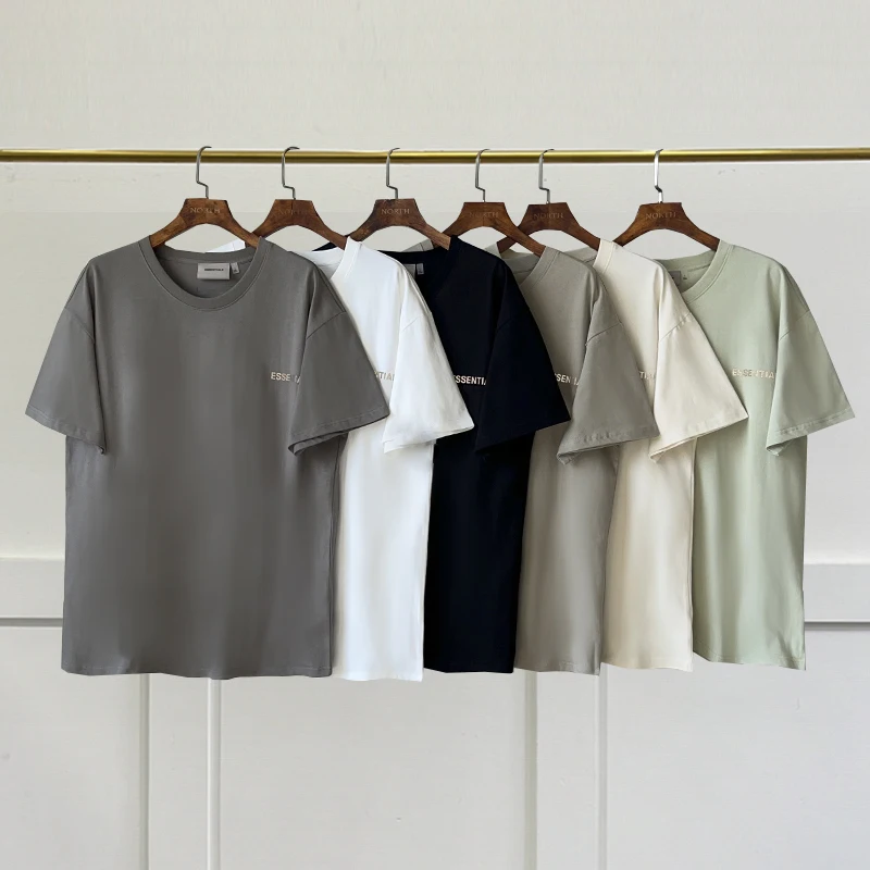 

Oversized Summer Men's Essentials T-Shirt High Quality Reflective letters Cotton Short Sleeve Unisex Hip-Hop Loose Tees