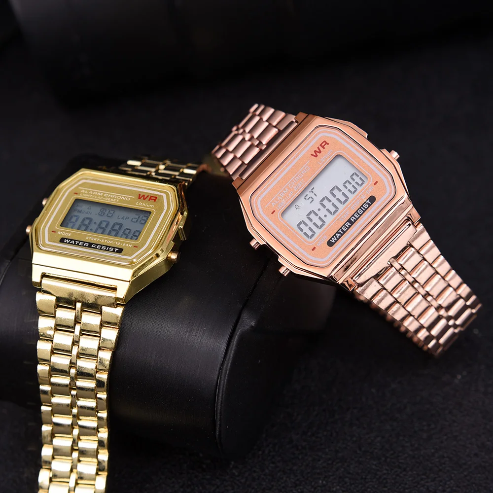 Luxury F91W Steel Band Watch Retro LED Digital Sports Military Watch Electronic Wrist Band Clock Ladies for Men Business Watches