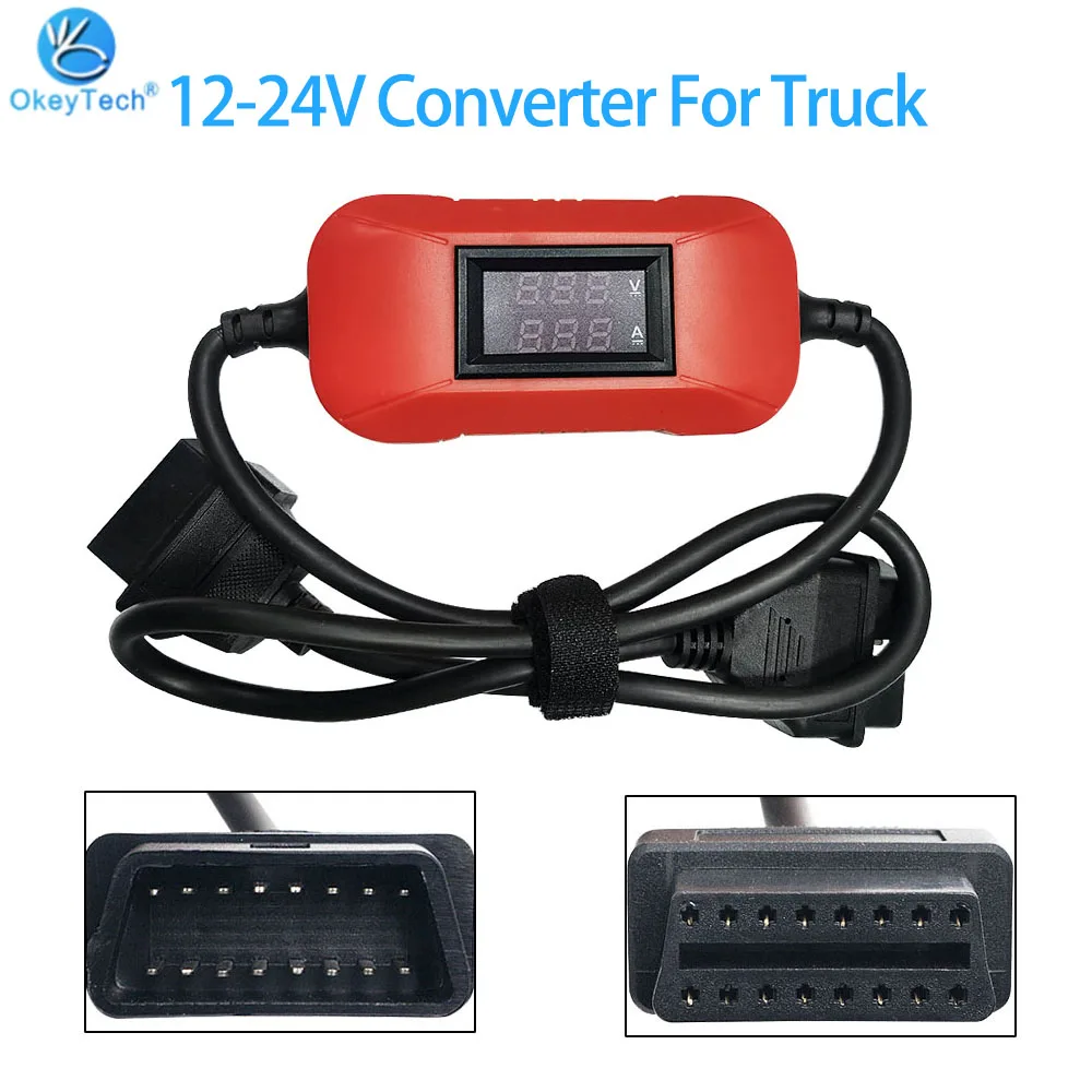 

High Quality 12V To 24V Converter Truck Adapter Heavy Duty Truck Diesel Adapter Work With X431 Ea-syd-iag2.0/3.0 GO-LO Red Color