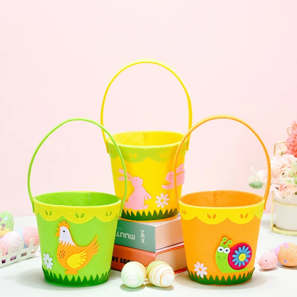 

Bunny Bucket Rabbit And Chicken Shape Basket Easter Candy Eggs Storage Tote Egg Barrel Bags Handbag Party Gift Bag paques