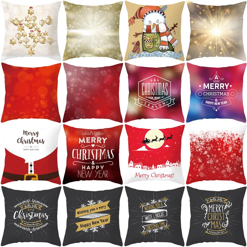 

Christmas Themed Decorative Pillow Covers Household Throw Pillowcase Anti-fouling Cushion Covers 45*45 Fundas Para Cojines
