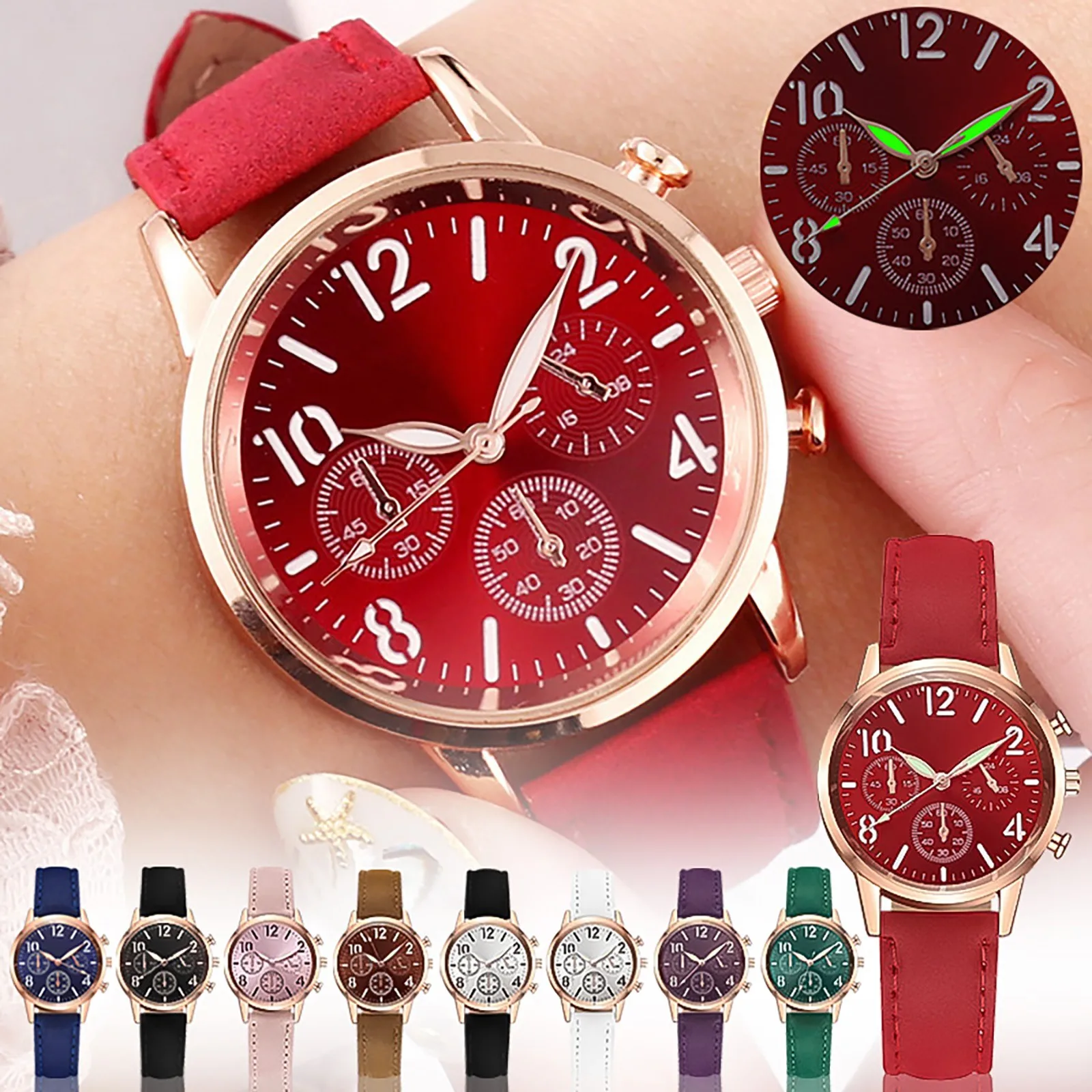 

Fashion Watch for Women Luminous Pointer Watch Leather Wristband Ladies Watch Quartz Watch Gift Montre Femme часы женские