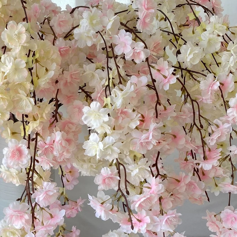 Розовый красный белый подвесной искусственный цветок ветка вишни украшение для