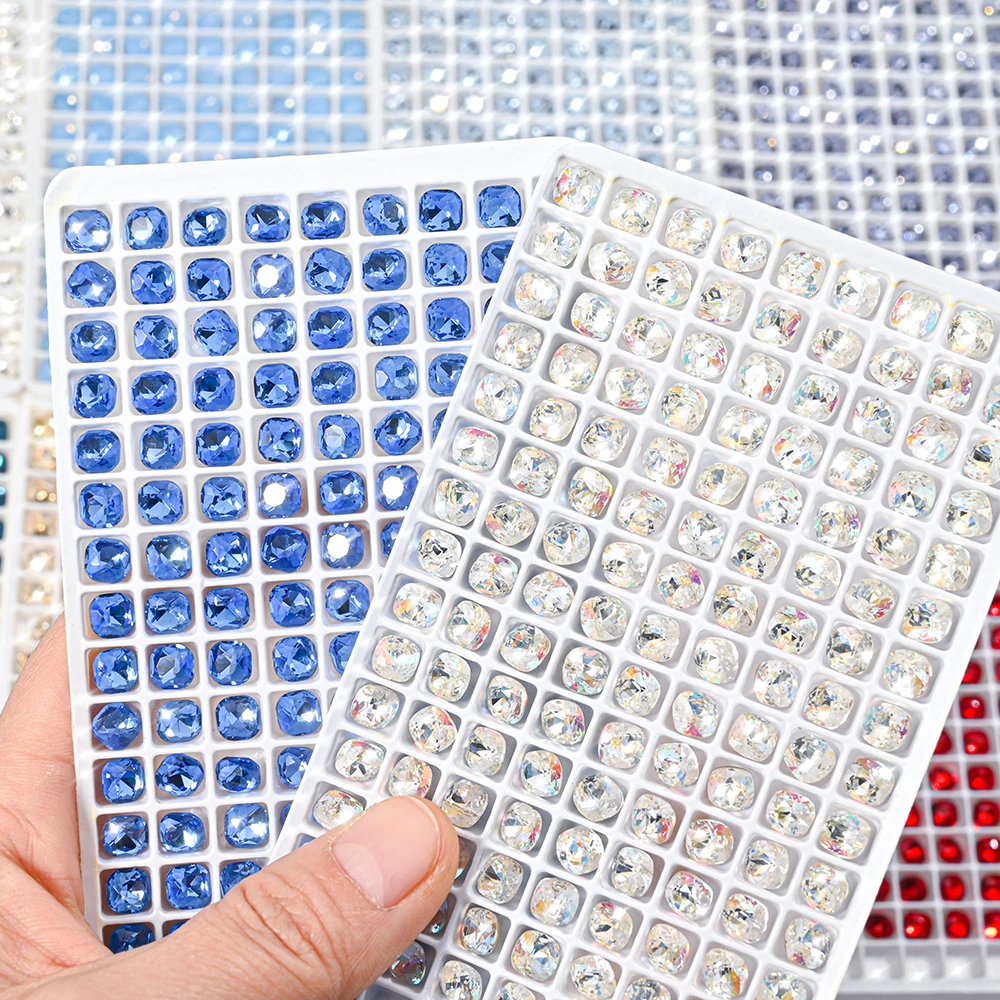 

10pcs/Lot Pointed Bottom Fat Square Nail Art Rhinestones K9 Crystal Diamond DIY Crafts Charms For Nail Art Decortations GDT#23