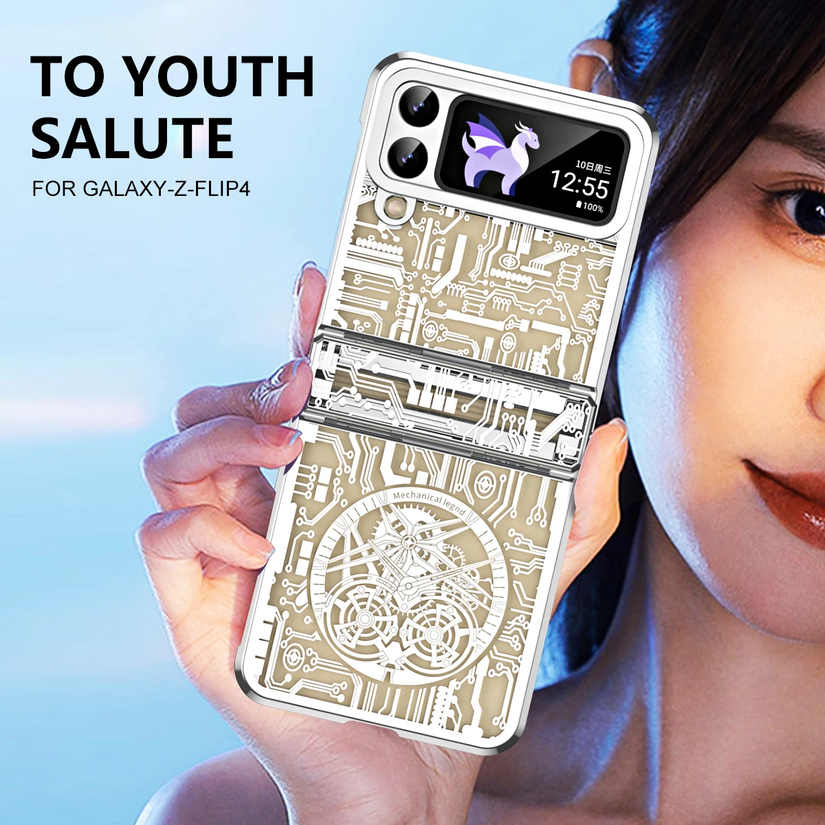 

For Samsung Galaxy Z Flip 5 4 3 Case Luxury Transparent Electroplating Folding Hinge Shockproof Protection Hard Case Accessories