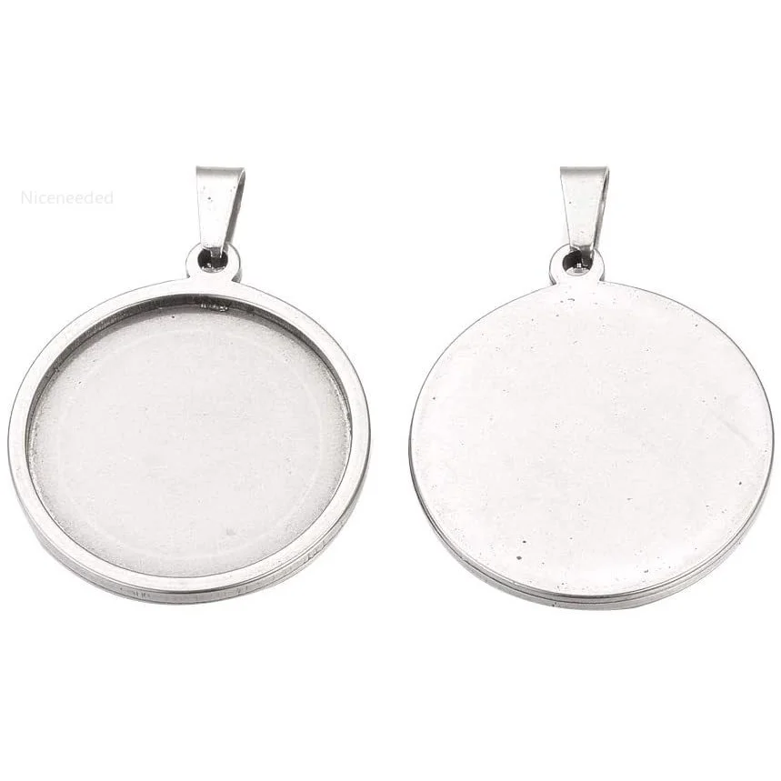 

50 шт. 304 подвески из нержавеющей стали, подвеска-кабошон, плоское круглое ожерелье, Подвески для изготовления ювелирных изделий своими рукам...