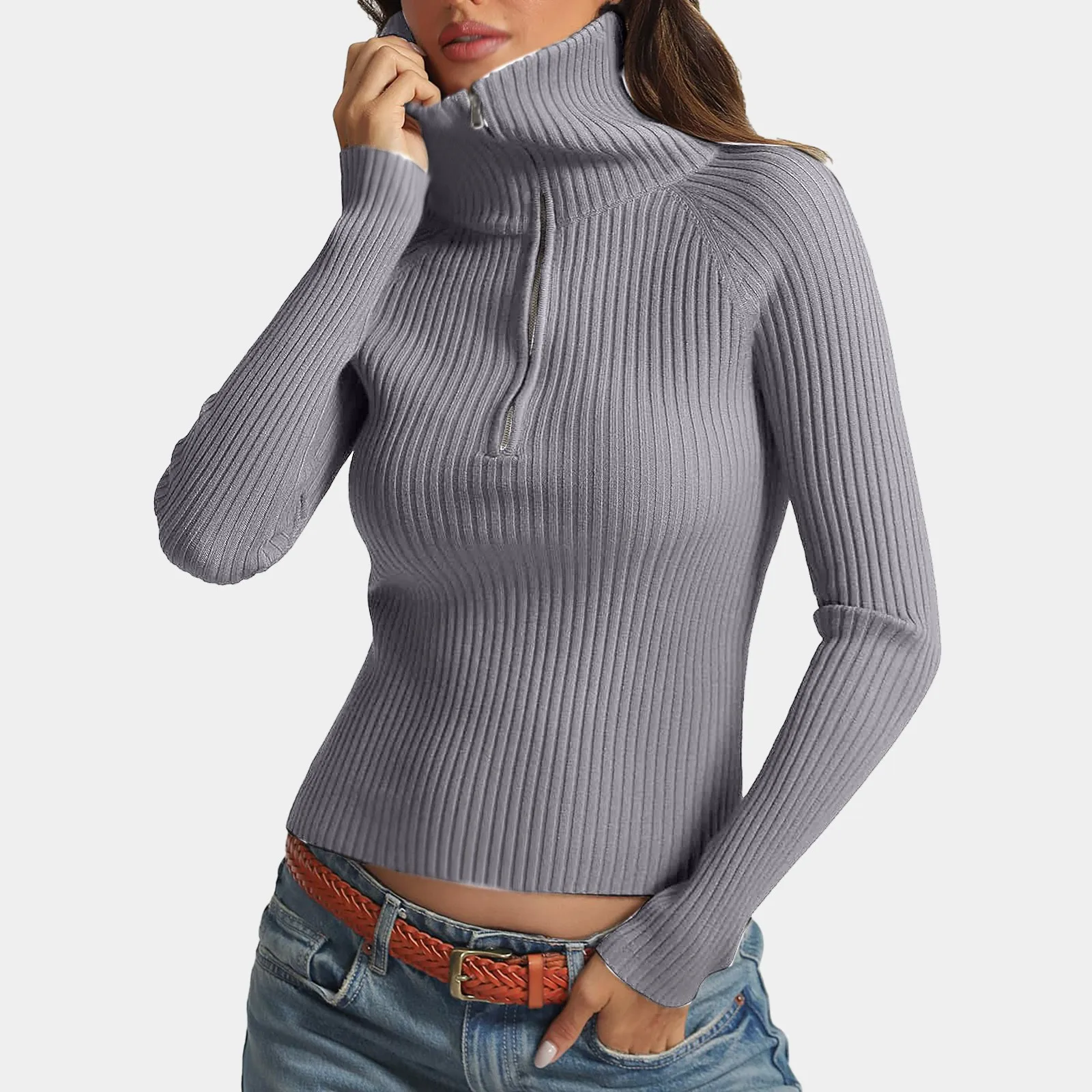 Осень-зима однотонные облегающие пуловеры повседневные свитера с длинными