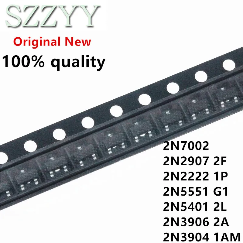 100 шт. 2N7002LT1G 2N7002 SOT-23 SMD 702 MMBT2907A 2F 2N2222 1P 2N3904 1AM 2N3906 2A 2N5551 G1 2N5401 2L MMBT2222A MMBT5551