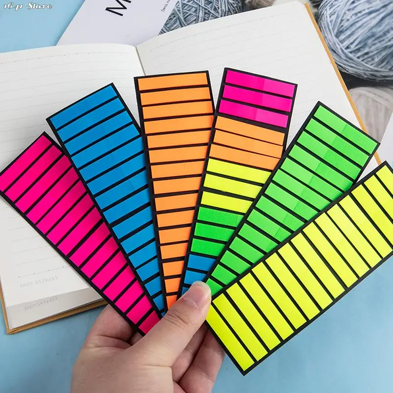 200/300Pcs Color Stickers Transparent Fluorescent Index Tabs Flags Sticky Note Stationery Children Gifts School Office Supplies