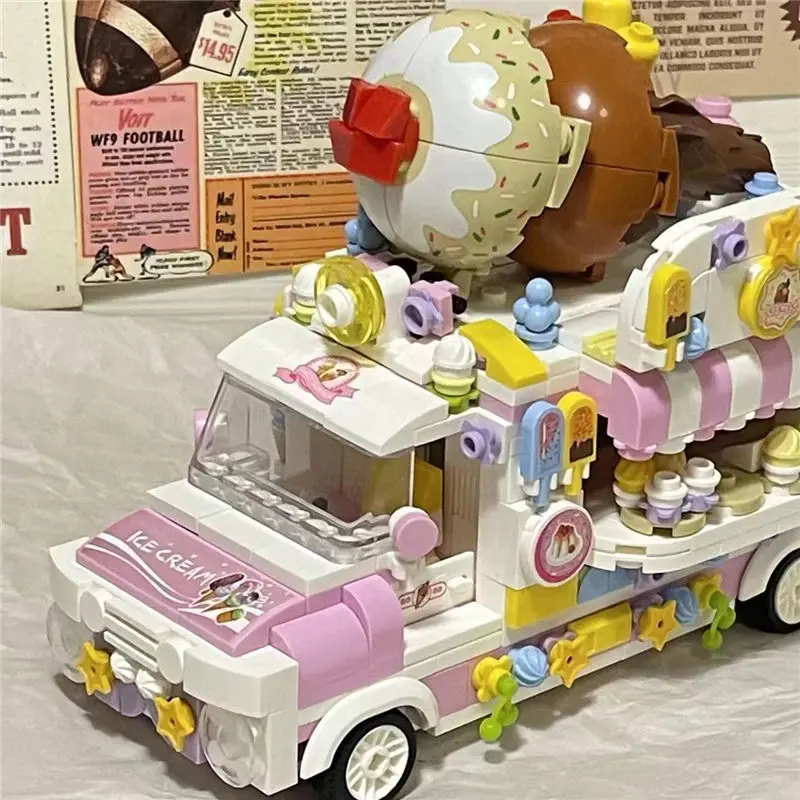 

Ice Cream Burger Truck Building Blocks Food Truck Mini Creative Model Puzzle Assembly Toys for Boys Girls Kids Gifts Home Decor