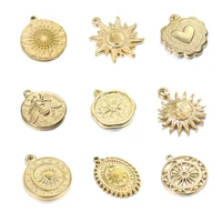 2pcs stainless steel gold celestial sun moon star charms pendants bulk for diy drop earrings bracelet necklace jewelry making