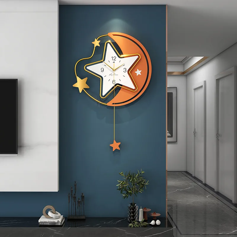 

Simple Wall Clock, Living Room, Fashionable Home Clock, Light Luxury Net, Red Star Decoration Clock, Children'S Room, Silent Wal
