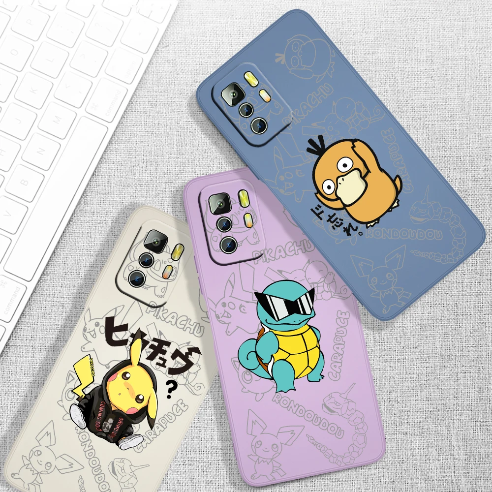 

Couple cute up to duck Pikachu For Xiaomi Redmi Note 11T 11 11S 10T 10 9T 9S 9 8T 8 7 6 5 Pro Liquid Rope Phone Case Cover