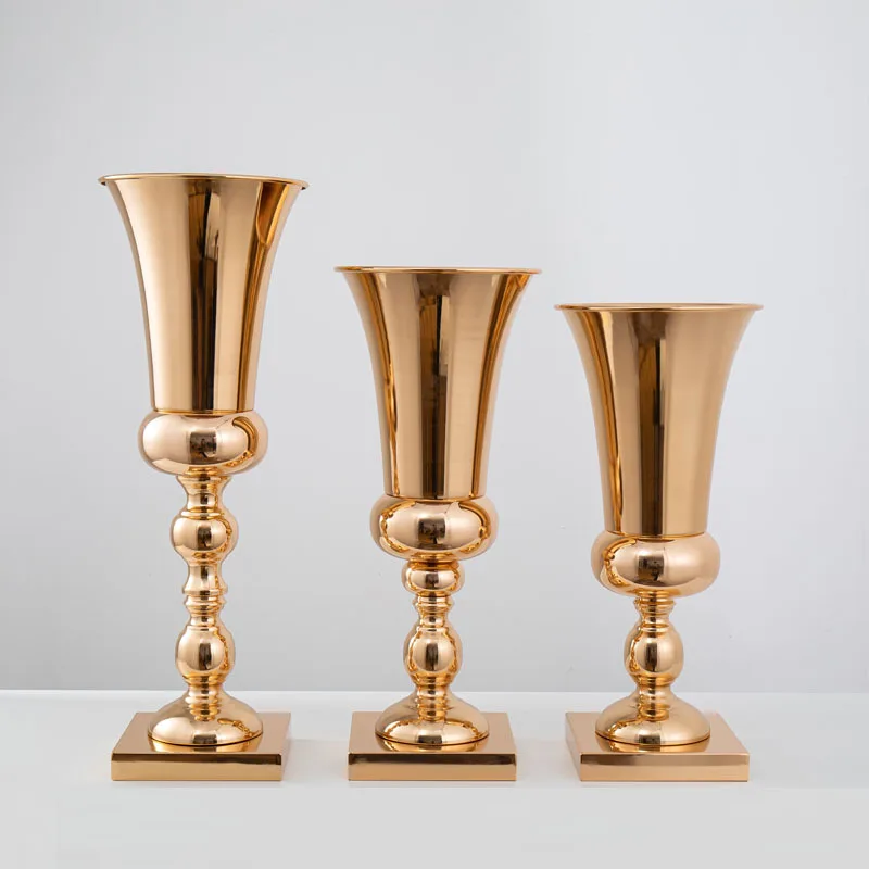

43/47 Cm Gold Silver Flower Vase Wedding Decoration Metal Iron Plated Centerpiece Candle Holders Table Party Ornaments Crafts