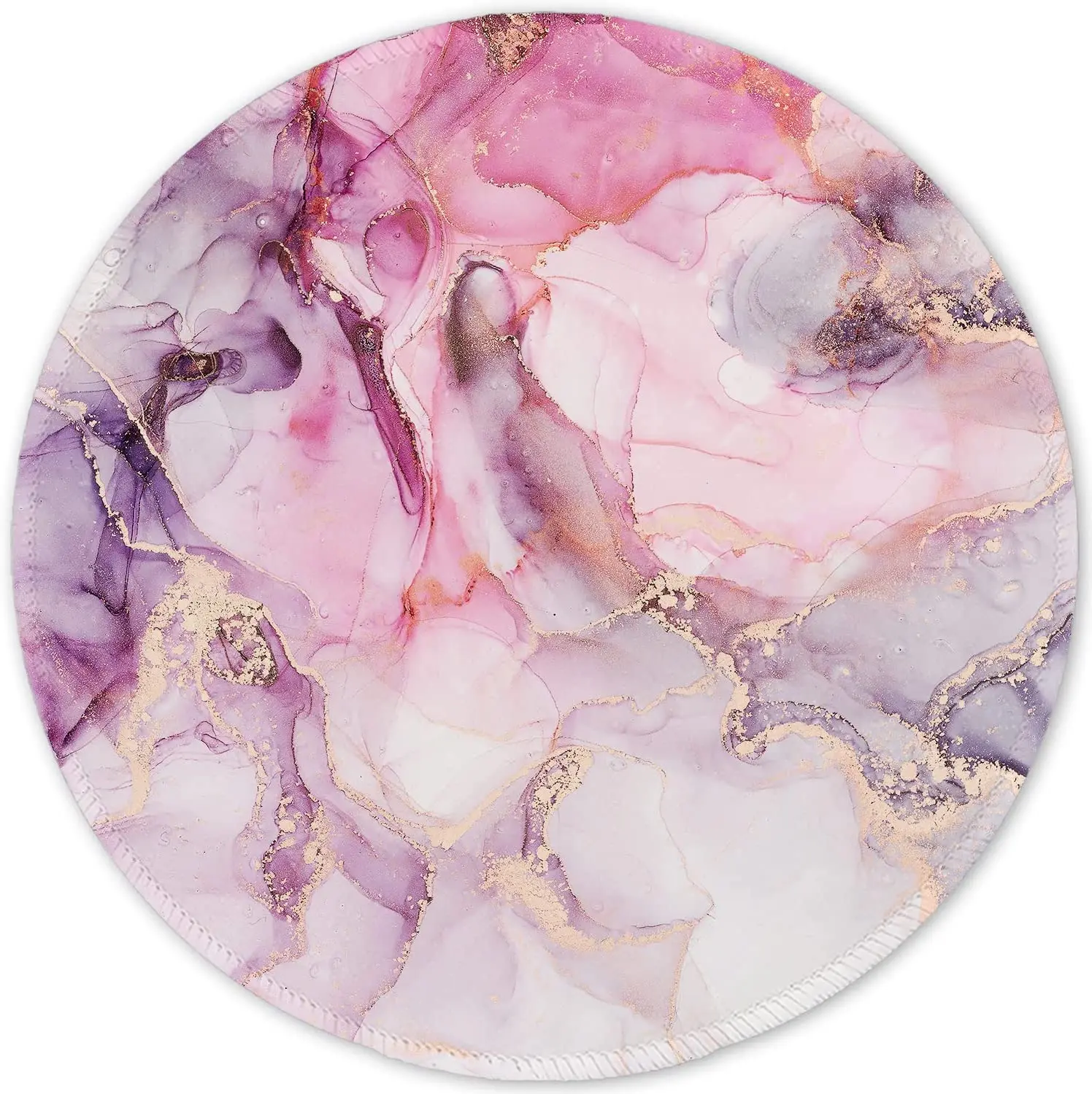 

Mouse Pad with Stitched Edge Mouse Mat Waterproof Non-Slip Rubber Base Round Mousepad 7.9×7.9×0.12 inches Pink Abstract Marble