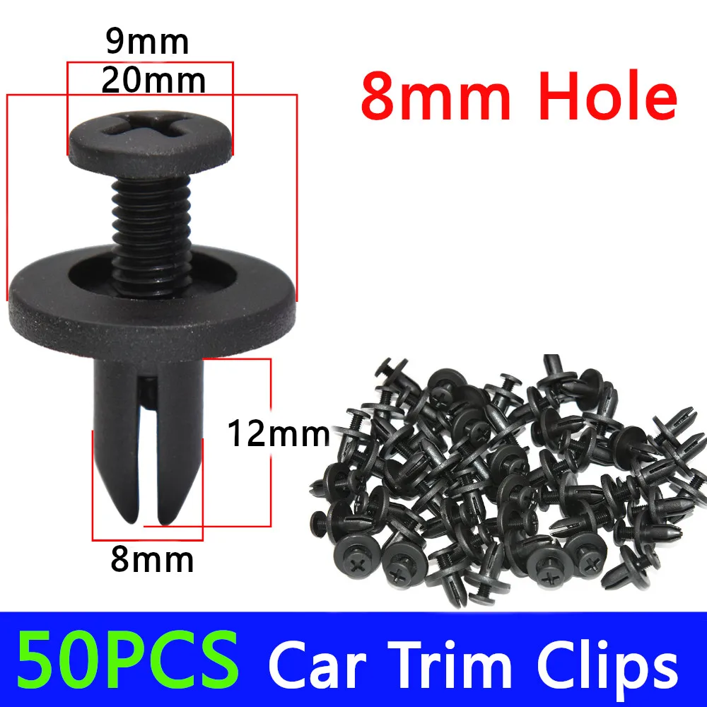 

Клипсы автомобильные универсальные, 50 шт./лот, 6 мм, 7,8 мм, 8 мм