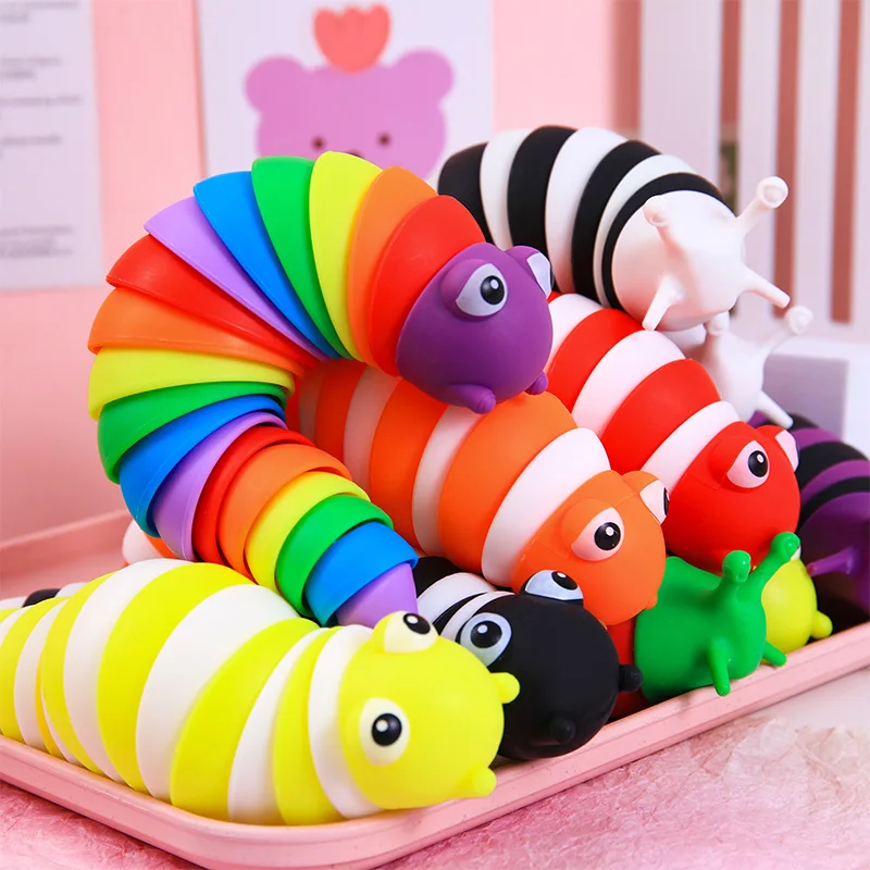 

2022 Slug Fidget Toy Colorful Articulated Flexible Fidget Toy Caterpillar Relief Anti-Anxiety Crawling Sensory Toys for Children