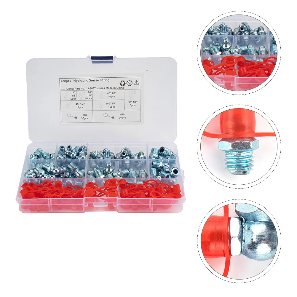 

140 Pcs/set Bend Grease Fitting Caps Hydraulic Zerk Metric System Electroplated Blue Zinc Iron