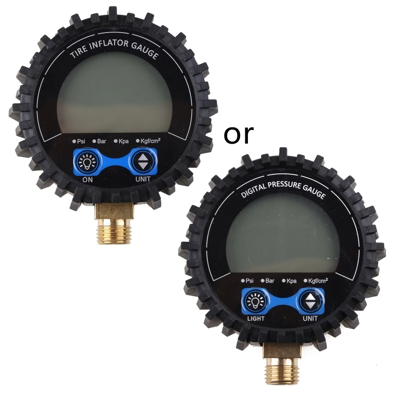 

0-200Psi 1/4'' NPT Digital Pressure Gauge with Rubber Protective Cove Lower Mount Accuracy 1% Resolution 0.1psi
