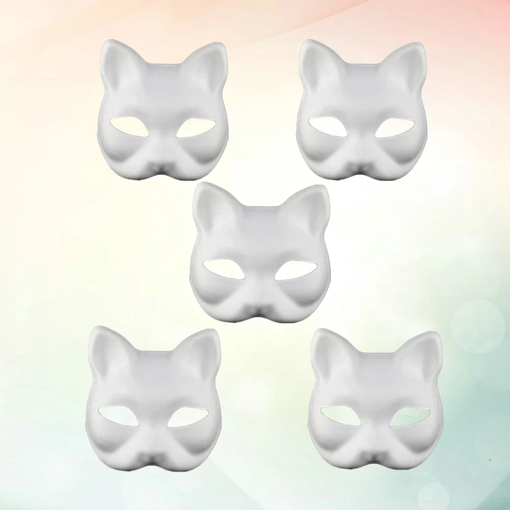 

5 Pcs DIY White Masks Childrens Toys Plain Masks Decorate Plain Face Mask Black Costume Crafts Paper Face Mask