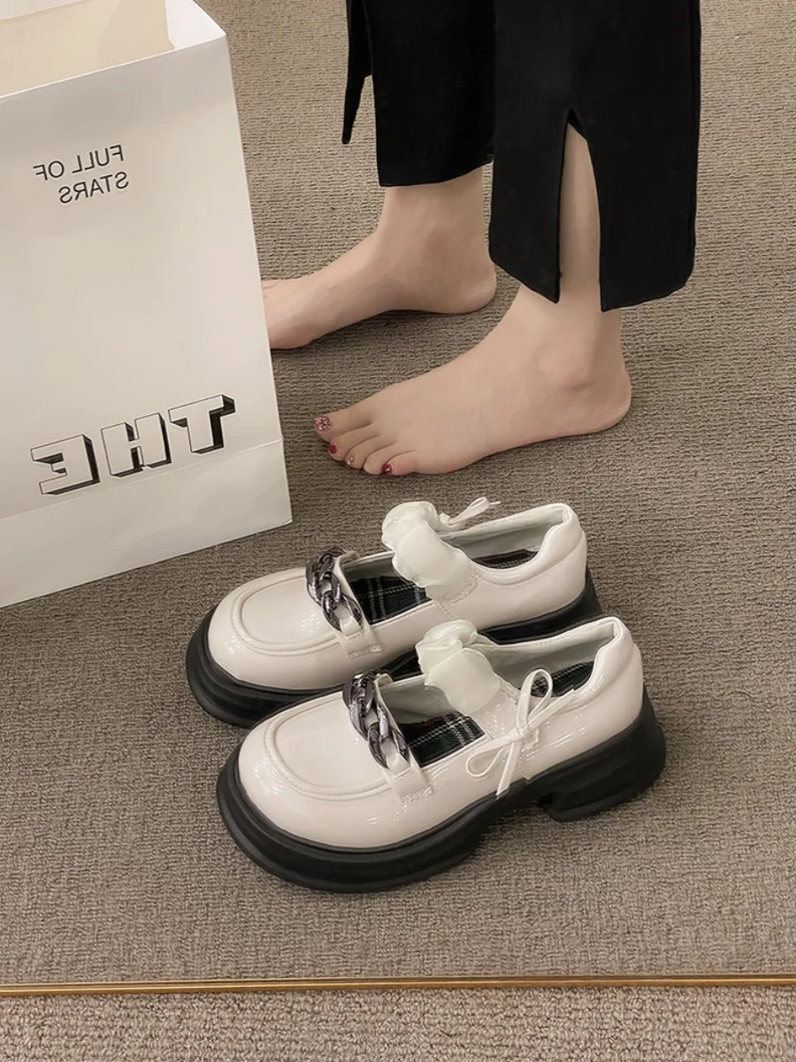 

Women's Shoes Platform Oxfords Female Footwear Shallow Mouth British Style Clogs Leather Dress Summer New Preppy Basic PU Med Fa