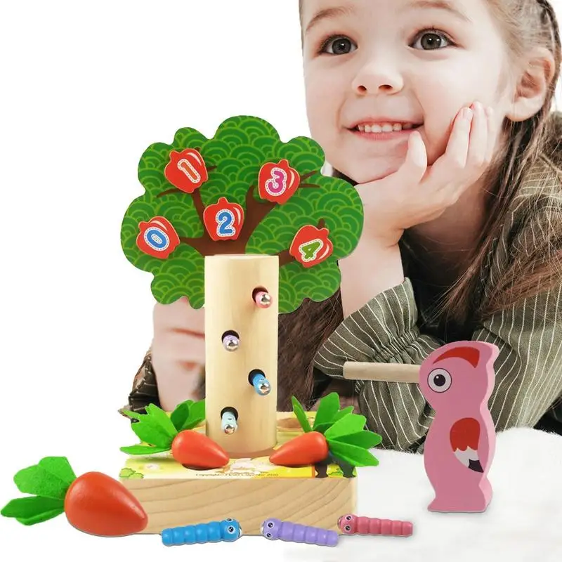 

Montessori Woodpecker Catching Bugs Toys Fine Motor Skills Improve Magnetic Sensory Feeding Game Preschool Learning Supplies