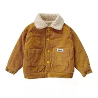 boys jacket autumn and winter new style plus velvet thickened childrens baby jacket lamb velvet top double sided wear