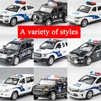 childrens alloy police ambulance car model simulation 132 sound and light pull back model car boy open door toy car gift