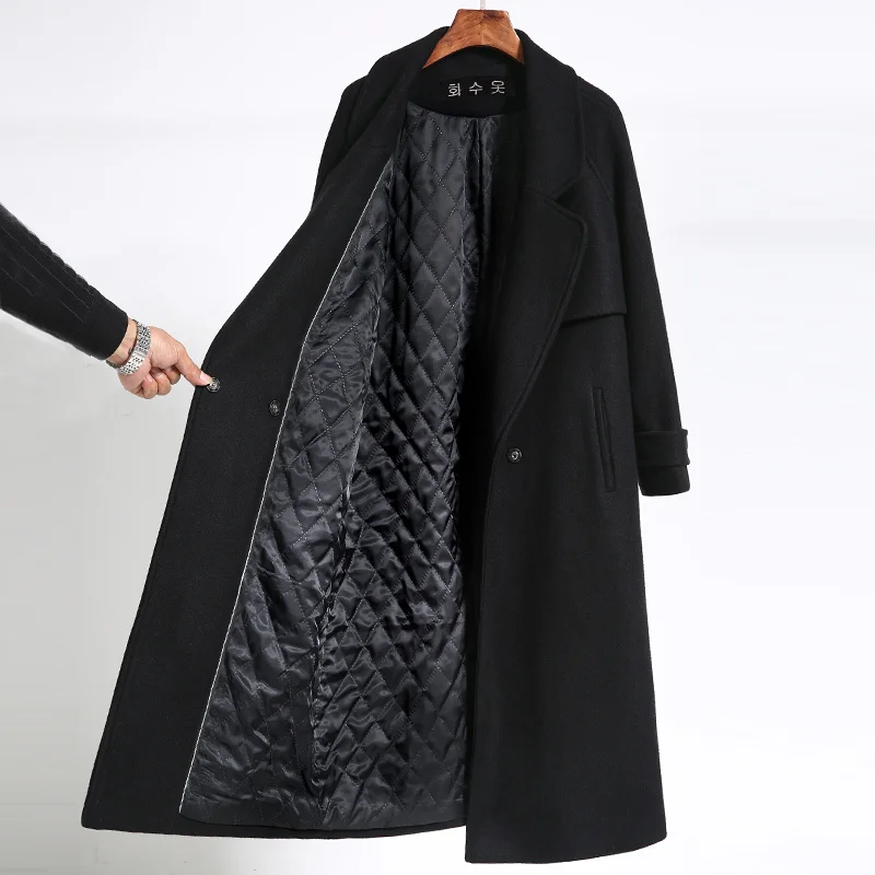 

Black Coat Women's Mid-Length New Popular High-End Double-Sided Cashmere Autumn and Winter Thickening Woolen Coat