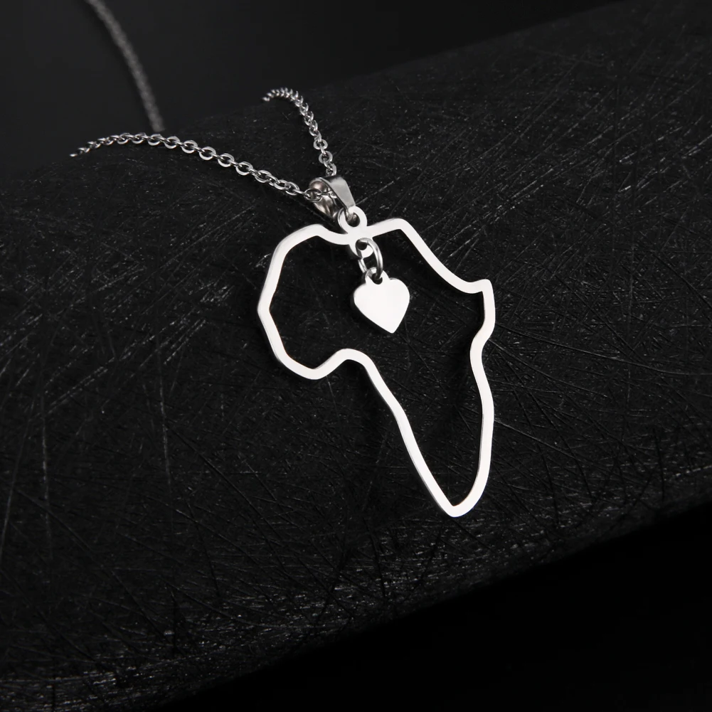 Skyrim полые африканские карты ожерелье из нержавеющей стали для женщин