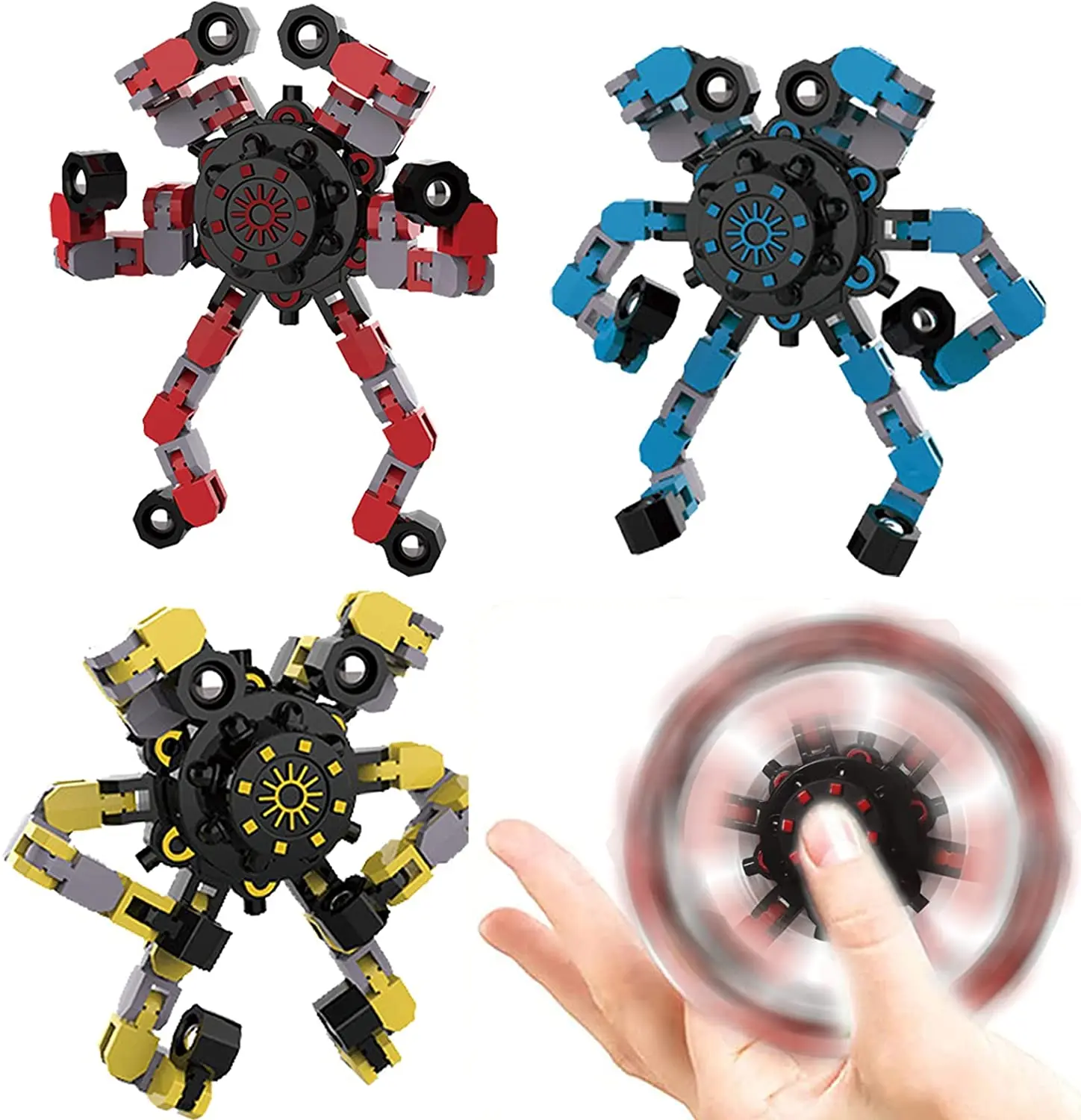 Transformable Fingertip Spinner Toys Kids Adults DIY Deformable Robot Fingertip Toys Deformable Creative Mechanical Chain Toy enlarge
