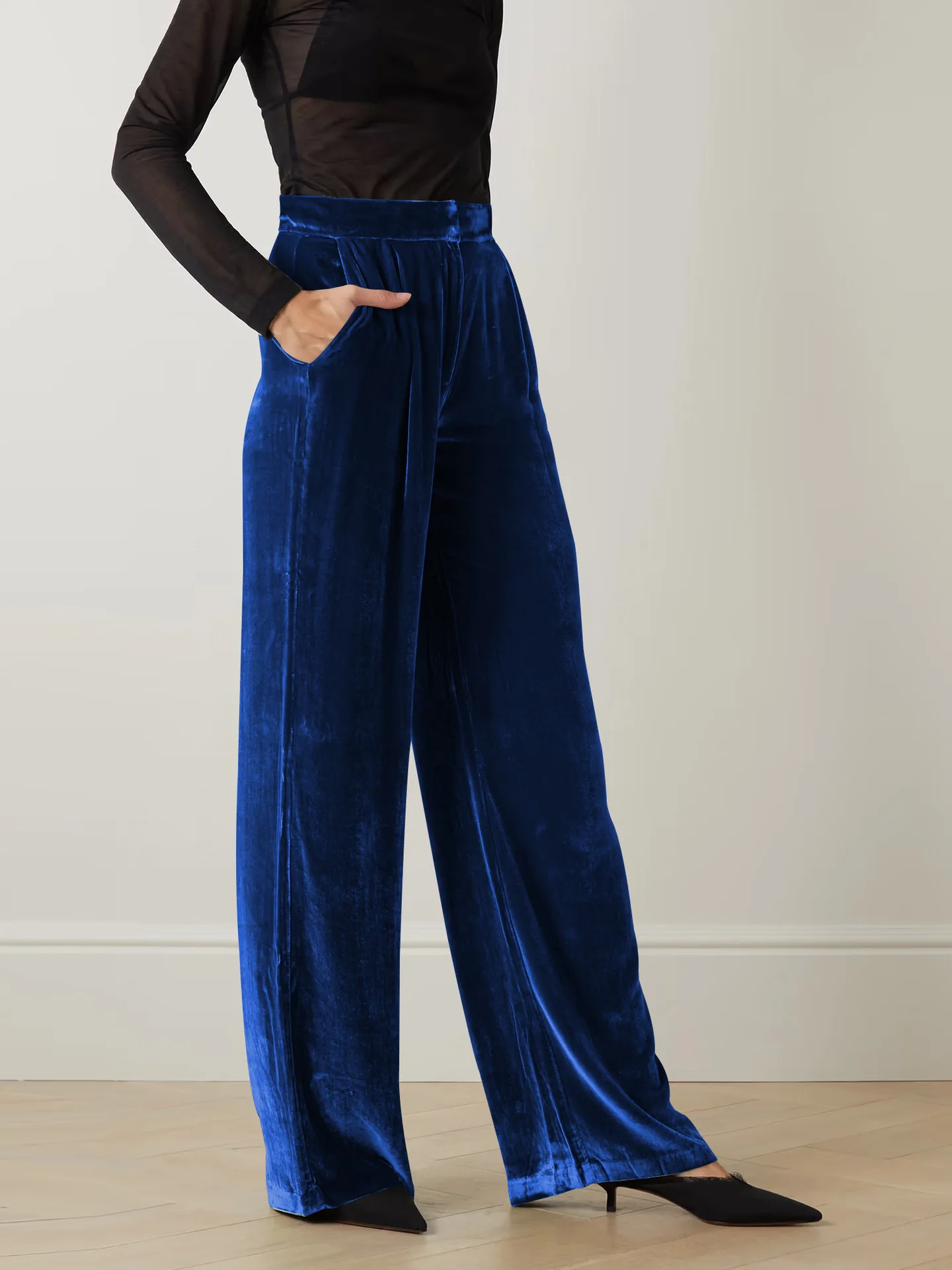 Summer Women Pants Solid Color Chic French Stylish Velvet Wide Leg Pants Autumn Female Trousers Office Lady Trendy Outfit C4916