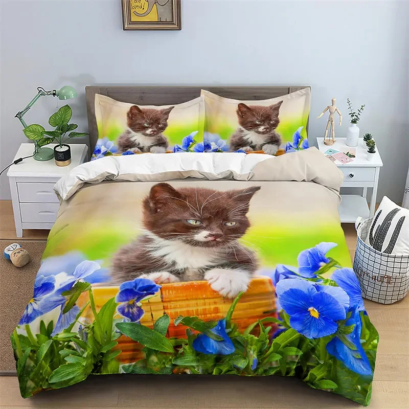 Комплект постельного белья из микрофибры с 3D рисунком кота