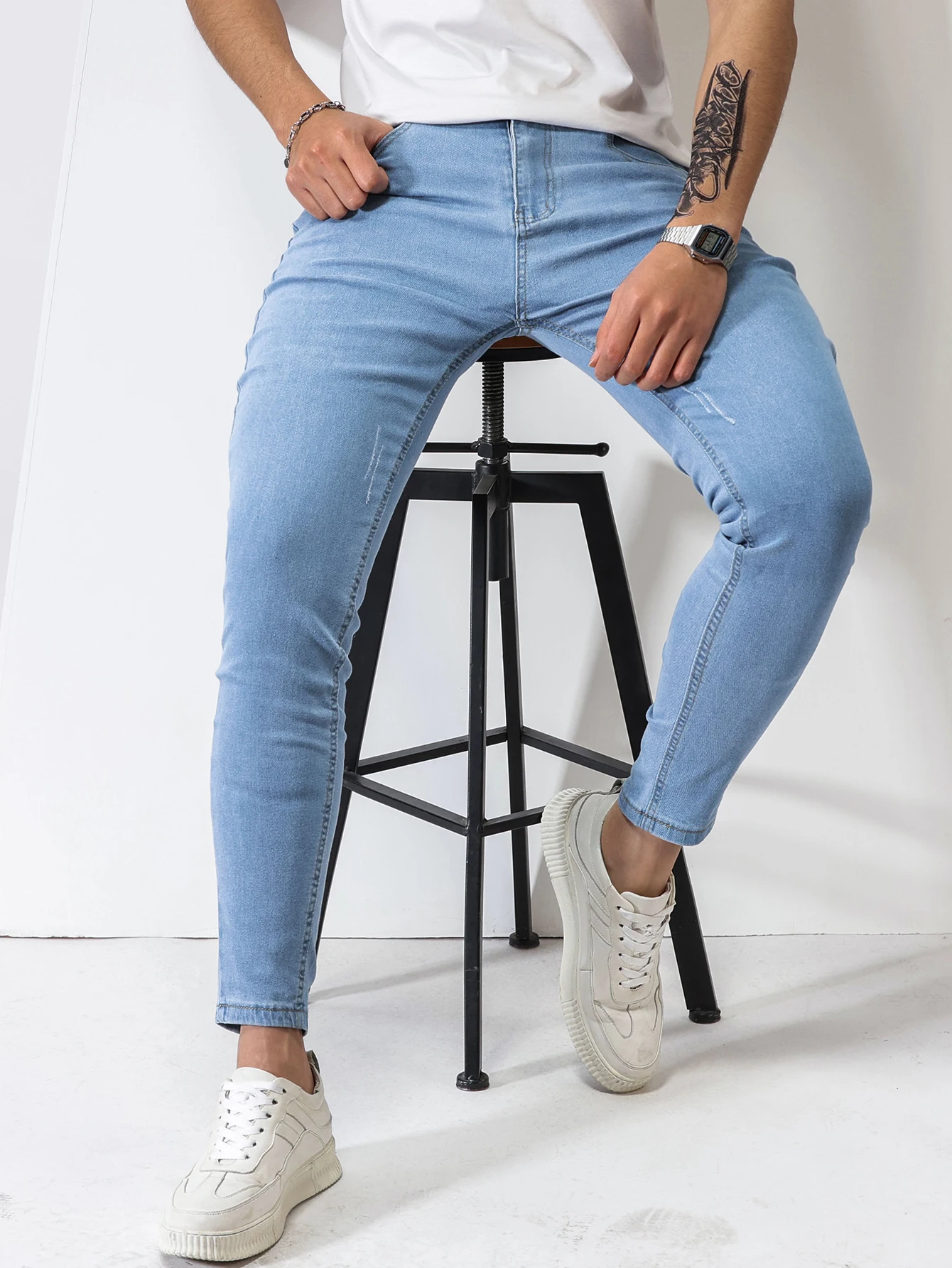 2022 Fashion Men's Jeans Spring and Summer High Street Stretch Slim Pencil Pants Denim Cotton Korean Casual Wear Nine Pants Men